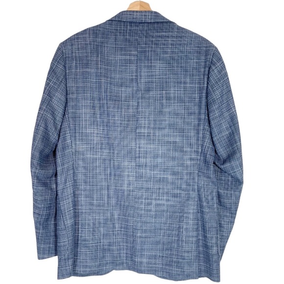 Boggi Milano Men's Handmade Wool Silk Unstructured Blazer Jacket Blue Size 50 - Picture 3 of 12